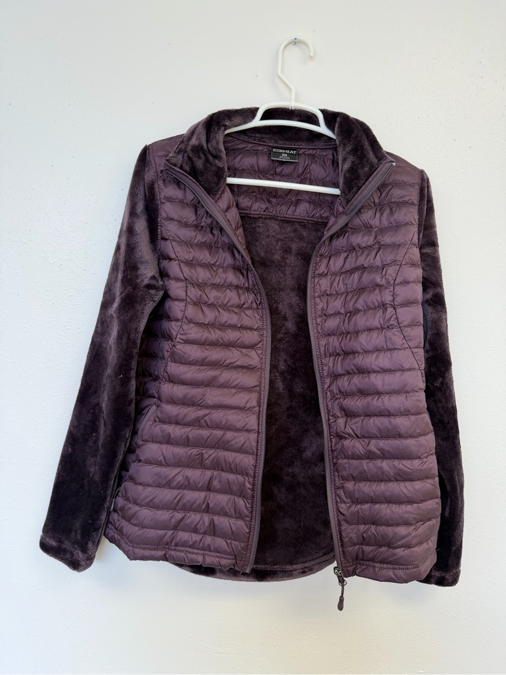 32 Degrees Quilted & Plush Hybrid Jacket in Plum